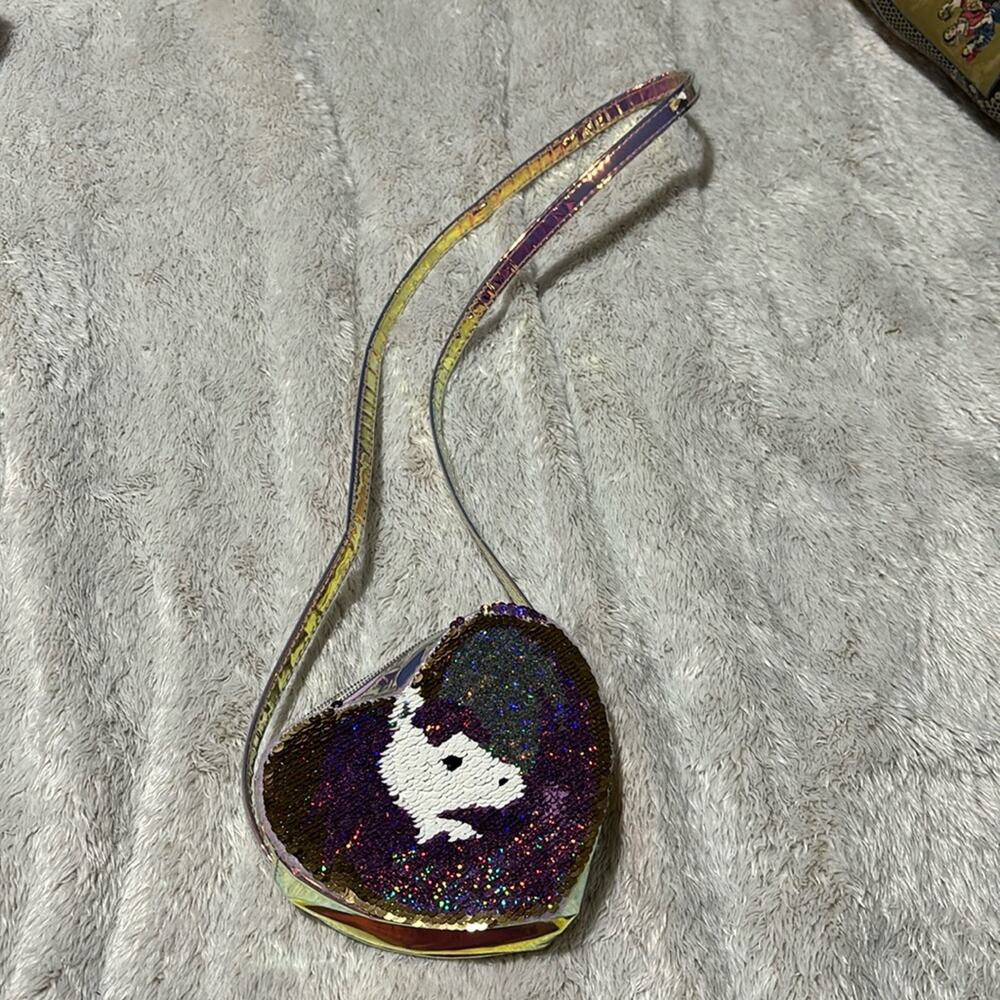 Children’s Place heart shaped sequined purse unicorn designed does the flip nwot